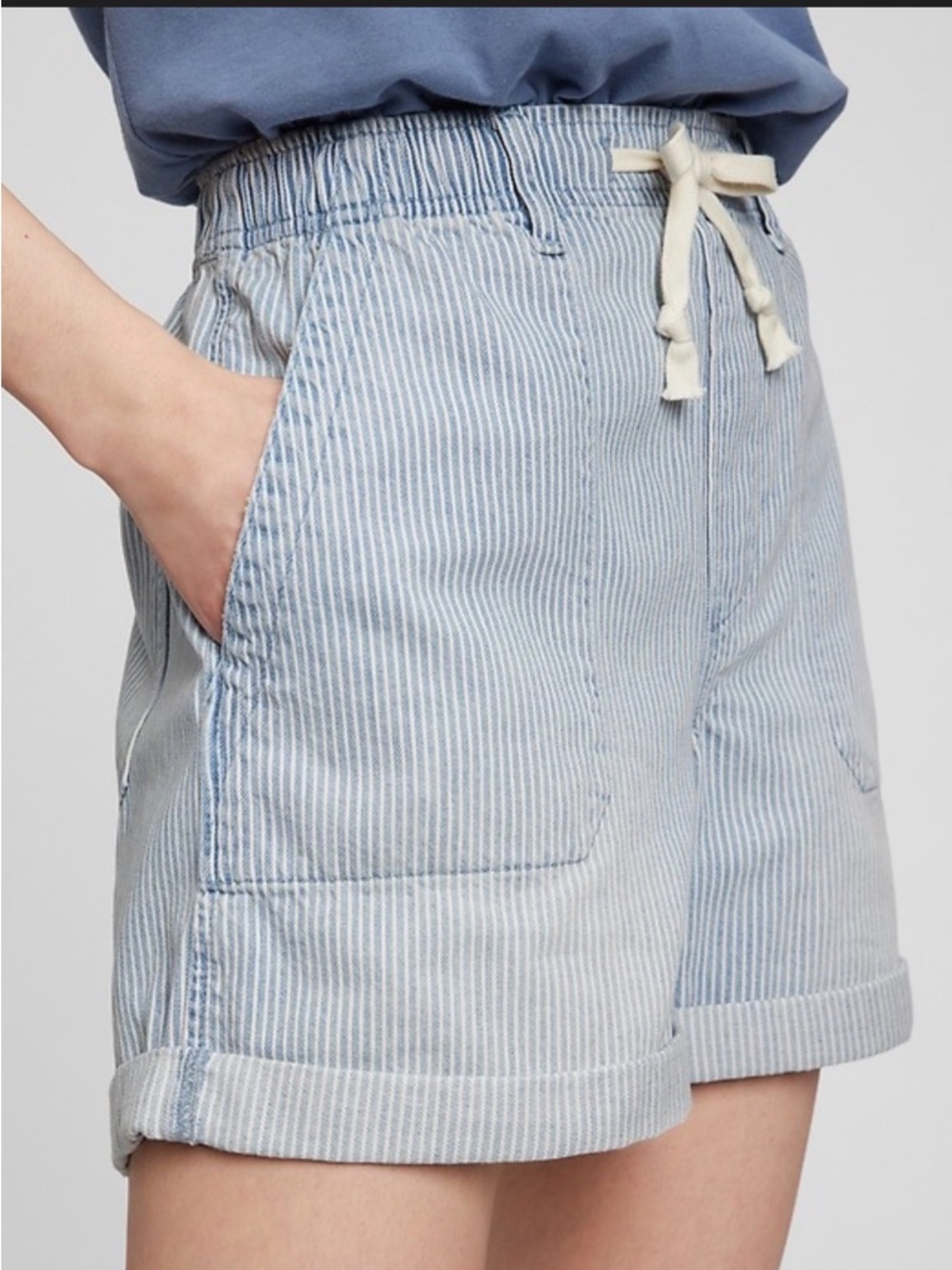 Gap Denim High Rise Cotton Pul On Shorts W/ Drawstring